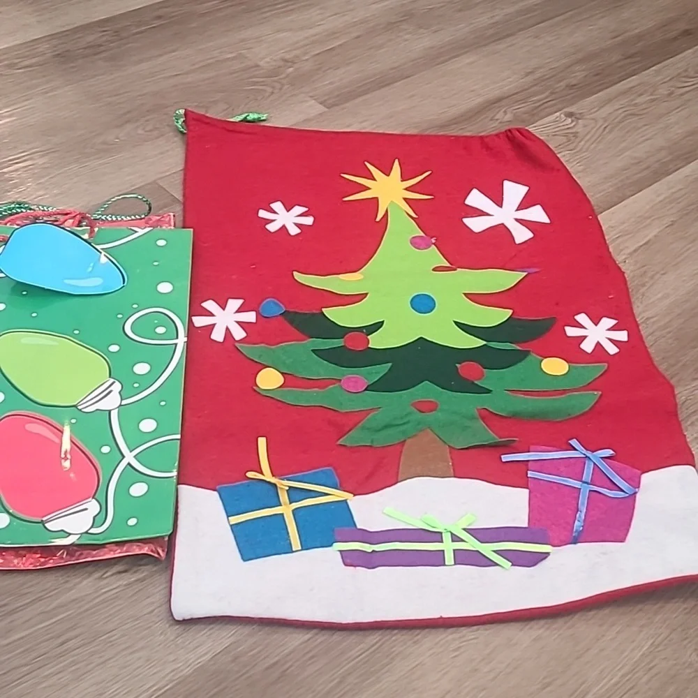 Large Santa Holiday Gift Bag Bundle